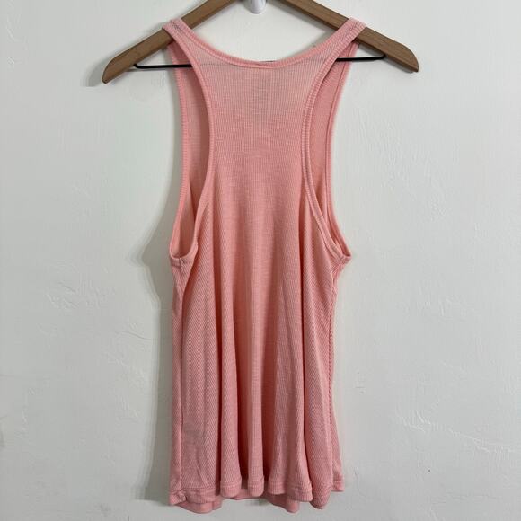 Free People Light Pink Ribbed Tank Top  Size Small Made in USA - Picture 4 of 4
